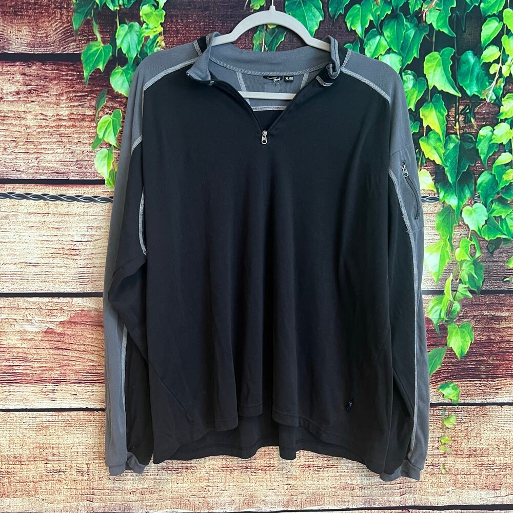 Kuhl 1/4 Quarter Zip Pullover Jacket Mens XL Gray Black Outdoor Hiking Active